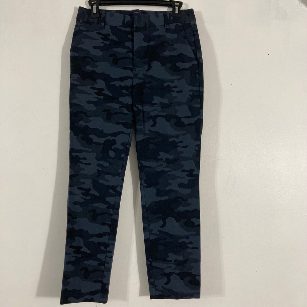 Gap Slim Pants Womens 6 Blue Camo Stretch Chino Trousers CAMOUFLAGE